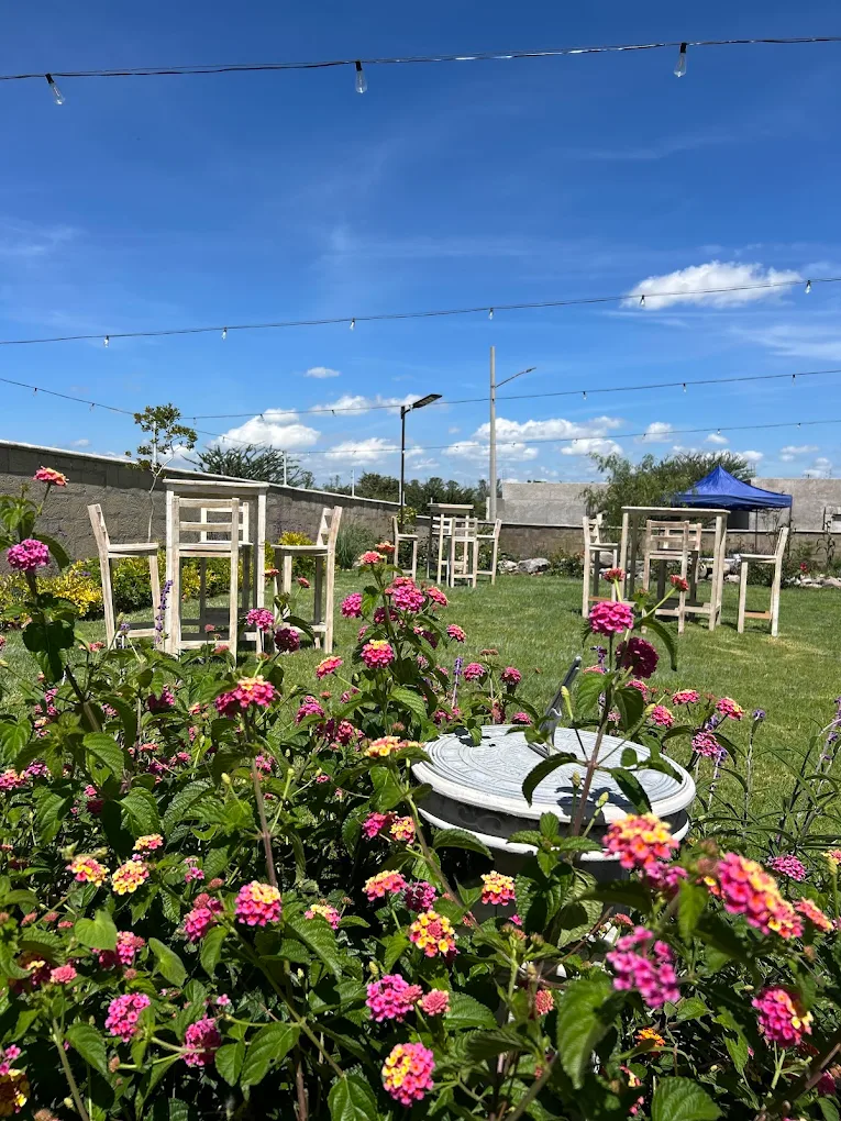 Jardín amplio con mobiliario